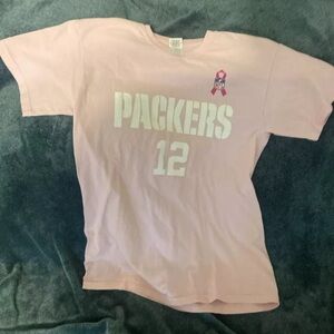 Green Bay Packers Aaron Rodgers Womens MPink Cancer Awareness Jersey Shirt